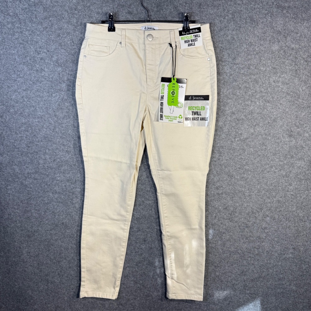 D Jeans Women Cream Recycled Twill High Waist Ankle Pants Size 6‎